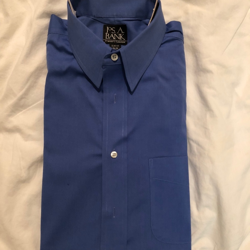 Blue Jos A. Bank Slim Fit Button Down